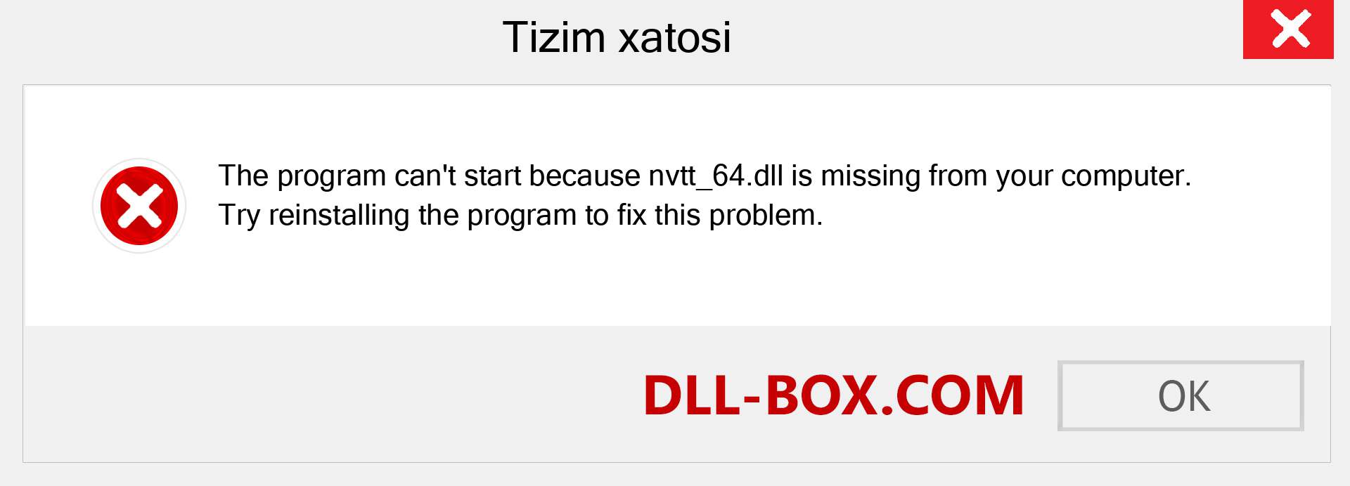 nvtt_64.dll fayli yo'qolganmi?. Windows 7, 8, 10 uchun yuklab olish - Windowsda nvtt_64 dll etishmayotgan xatoni tuzating, rasmlar, rasmlar